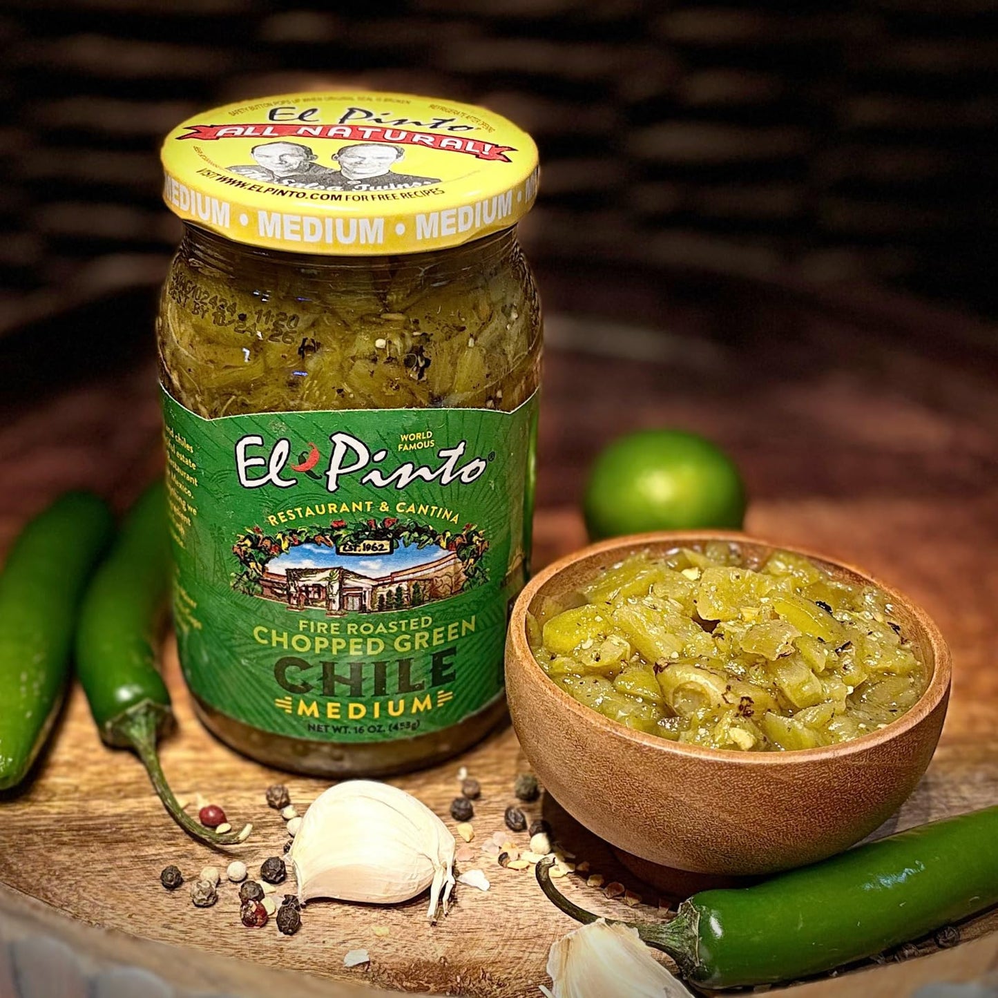 El Pinto - Medium Roast Chopped Green Chile (16 oz, 6 Pack) New Mexico Hatch Chile
