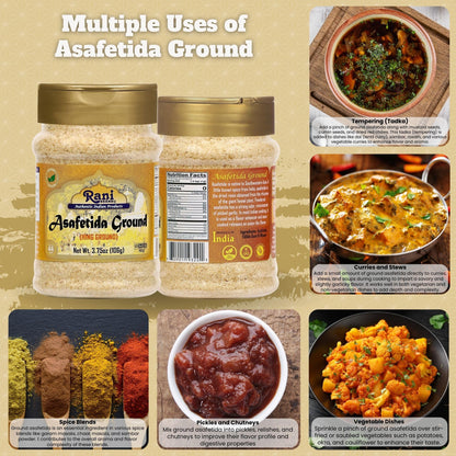 Rani Asafetida (Hing) Ground 3.75oz (106g) PET Jar ~ All Natural | Salt Free | Vegan | Non-GMO | Kosher | Asafoetida Indian Spice | Best for Onion Garlic Substitute
