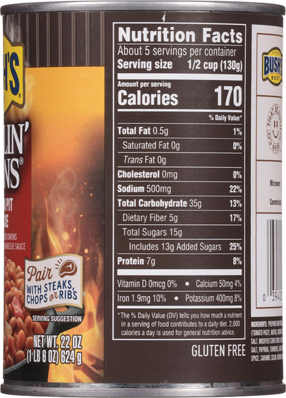 Bush's Southern Pit Barbecue Grillin' Beans, 22 OZ. (Pack of 6)