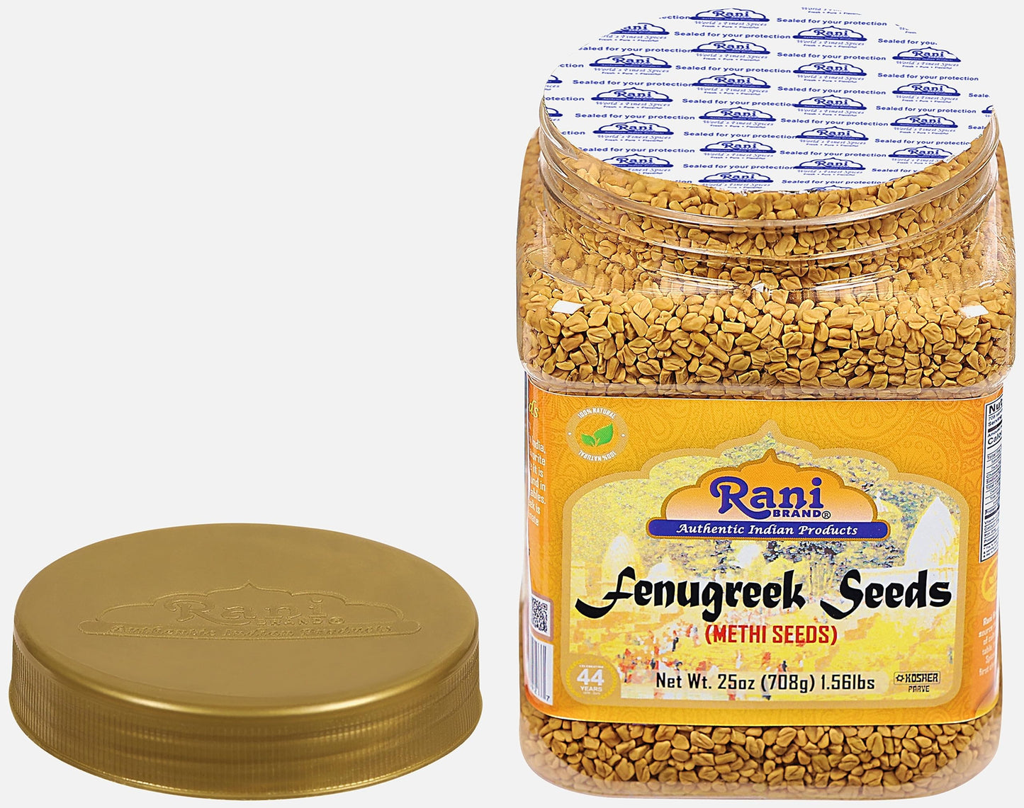 Rani Fenugreek (Methi) Seeds Whole 25oz (1.56lbs) 708g PET Jar, Trigonella foenum graecum ~ All Natural | Vegan | Gluten Friendly | Non-GMO | Kosher | Indian Origin, used in cooking & Ayurvedic spice