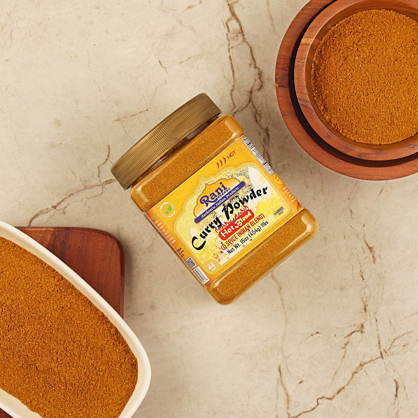 Rani Curry Powder Hot (11-Spice Authentic Indian Blend) 16oz (1lb) 454g PET Jar ~ All Natural | Salt-Free | Vegan | No Colors | Gluten Friendly | NON-GMO | Kosher | Indian Origin