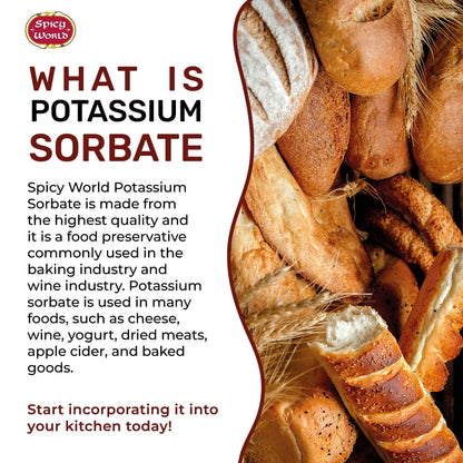 Spicy World Potassium Sorbate 14 Oz - Food Grade - Great Wine Stabilizer, Preservative for Gummies, Mead, Cider & More!