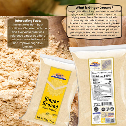 Rani Ginger (Adarak) Powder Ground, Spice 7oz (200g) ~ All Natural | Vegan | Gluten Friendly | NON-GMO | Kosher | Indian Origin