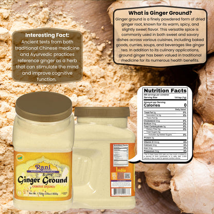 Rani Ginger (Adarak) Powder Ground, Spice 28oz (1.75lbs) 800g PET Jar ~ All Natural | Vegan | Gluten Friendly | NON-GMO | Kosher | Indian Origin