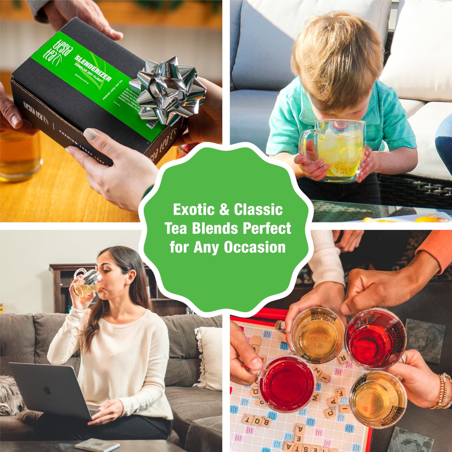 Tiesta Tea - 7 Green Teas Dry Flight Sampler, Loose Leaf, Medium Caffeine Hot & Iced Tea, Premium Green Tea Blends, 7 Resealable Sample Pouches