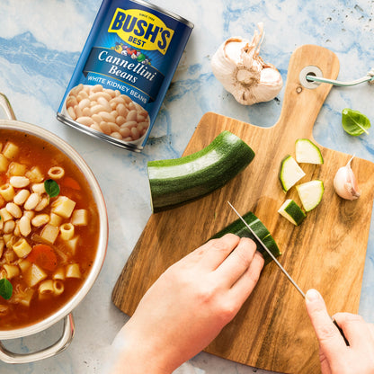 BUSH'S BEST 15.5 oz Canned Cannellini Beans, Source of Plant Based Protein and Fiber, Low Fat, Gluten Free, (Pack of 12)