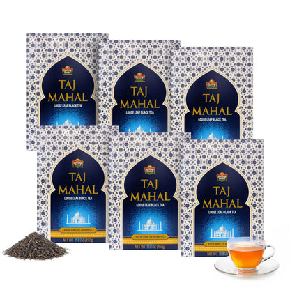Taj Mahal Tea by Brooke Bond | Loose Tea | Black Tea | Compatible for Chai & Milk | Premium Blend | Refreshing Taste | 450 Grams (Pack of 6)