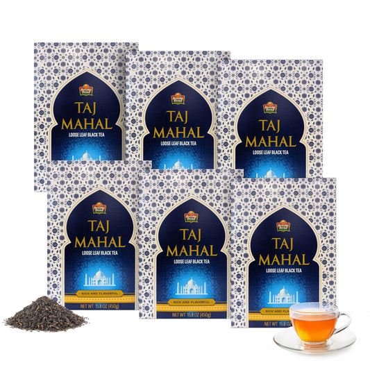 Taj Mahal Tea by Brooke Bond | Loose Tea | Black Tea | Compatible for Chai & Milk | Premium Blend | Refreshing Taste | 450 Grams (Pack of 6)