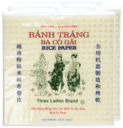 2 Packs Square Three Ladies Rice Paper Wrappers (22cm)