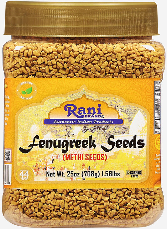 Rani Fenugreek (Methi) Seeds Whole 25oz (1.56lbs) 708g PET Jar, Trigonella foenum graecum ~ All Natural | Vegan | Gluten Friendly | Non-GMO | Kosher | Indian Origin, used in cooking & Ayurvedic spice