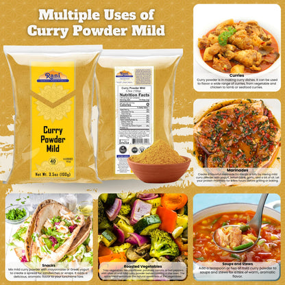 Rani Curry Powder Mild (10-Spice Authentic Indian Blend) 3.5oz (100g) ~ All Natural | Salt-Free | NO Chili or Peppers | Vegan | No Colors | Gluten Friendly | NON-GMO | Kosher | Indian Origin