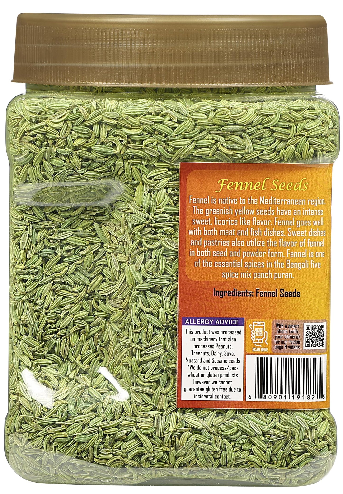 Rani Fennel Seeds (Saunf Sabut) Whole Spice 16oz (1lb) 454g PET Jar ~ All Natural | Gluten Friendly | NON-GMO | Kosher | Vegan | Indian Origin