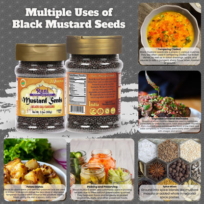 Rani Black Mustard Seeds Whole Spice (Kali Rai) 3.5oz (100g) PET Jar ~ All Natural | Gluten Friendly | NON-GMO | Kosher | Vegan | Indian Origin