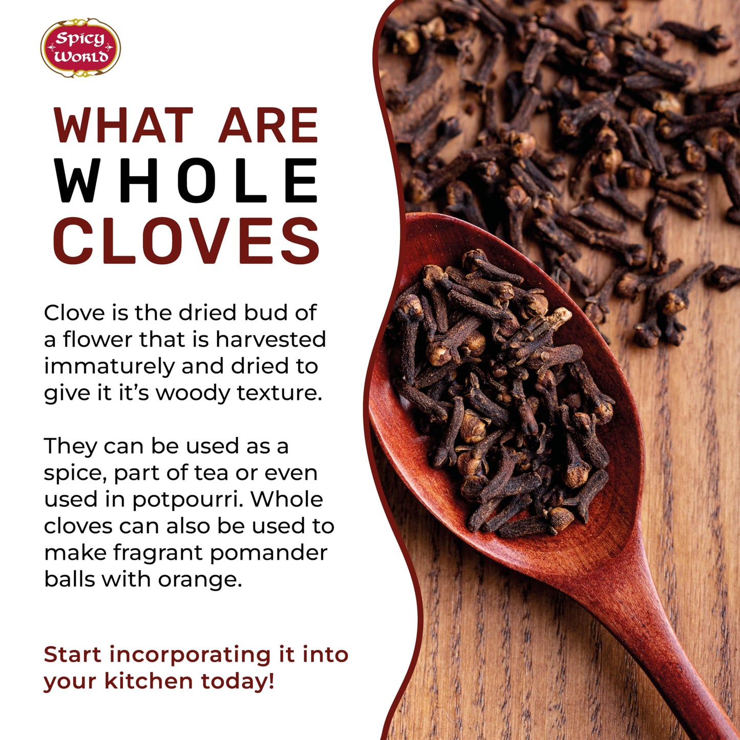 Cloves Whole Bulk 14 Oz Bag - Pure, Non-GMO, Premium Hand Picked Quality - Great for Foods, Clove Tea, Clove Pomander Balls & Potpourri - Aromatic & Richly Flavored Cloves Whole by Spicy World