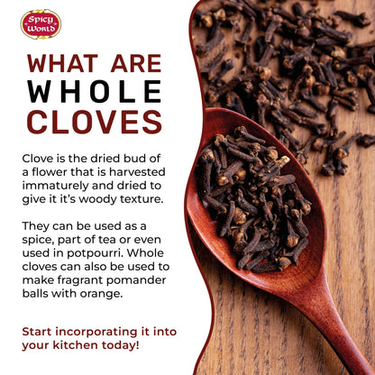 Cloves Whole Bulk 14 Oz Bag - Pure, Non-GMO, Premium Hand Picked Quality - Great for Foods, Clove Tea, Clove Pomander Balls & Potpourri - Aromatic & Richly Flavored Cloves Whole by Spicy World