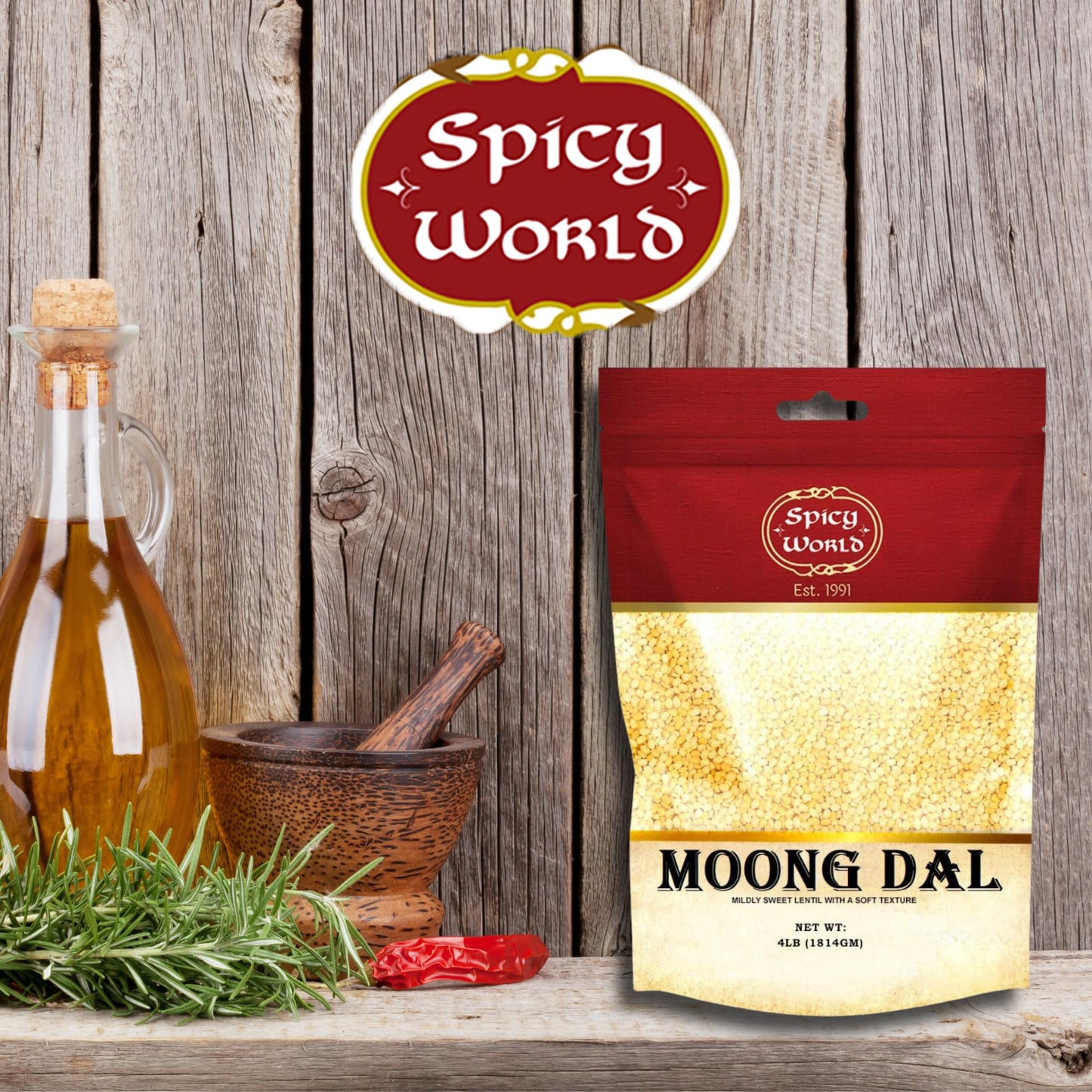 Spicy World Indian Moong Dal - 4 lbs | Premium Split Dry Beans | 100% Natural & Pure | Versatile & Nutritious Legume | Golden Lentils for Delicious Recipes