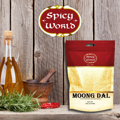 Spicy World Indian Moong Dal - 4 lbs | Premium Split Dry Beans | 100% Natural & Pure | Versatile & Nutritious Legume | Golden Lentils for Delicious Recipes