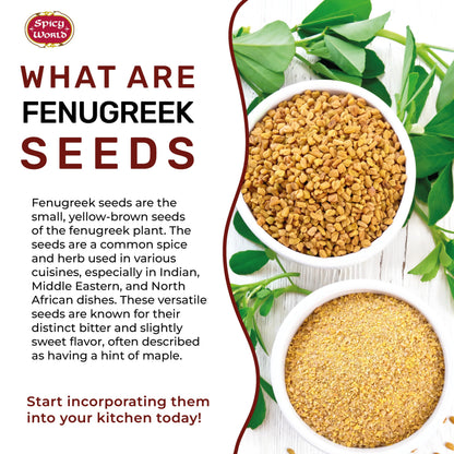 Spicy World Fenugreek Seeds (Methi) 7 Ounce Bag - All Natural & Pure - Resealable Bag