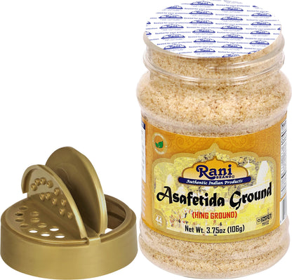 Rani Asafetida (Hing) Ground 3.75oz (106g) PET Jar ~ All Natural | Salt Free | Vegan | Non-GMO | Kosher | Asafoetida Indian Spice | Best for Onion Garlic Substitute