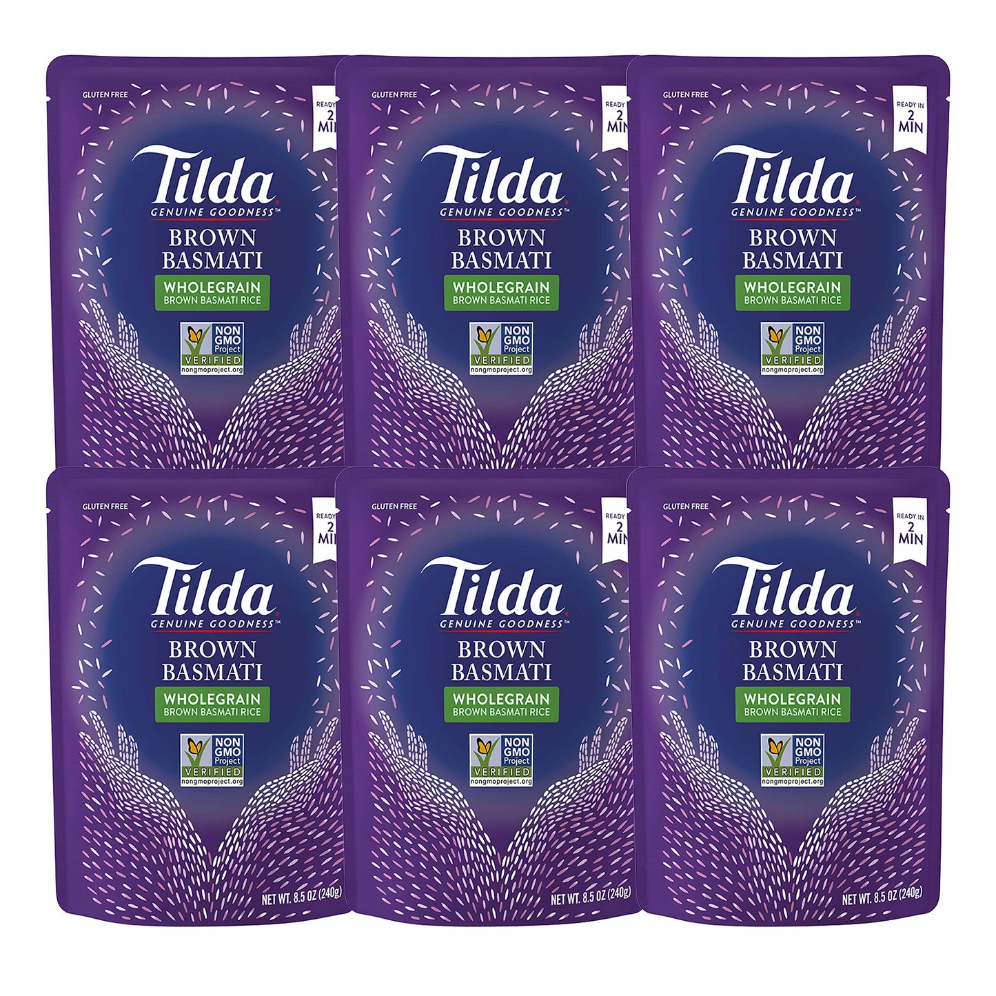 Tilda Legendary Rice Steamed Basmati, Brown, 8.5 Ounce (Pack of 6)