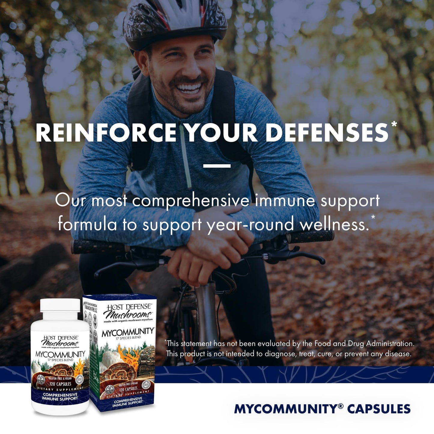 Host Defense MyCommunity Capsules - 17 Species Blend Mushroom Supplement for Immune Support - Herbal Aid with Lion's Mane, Reishi. Chaga, Cordyceps, Turkey Tail & More - 120 Capsules