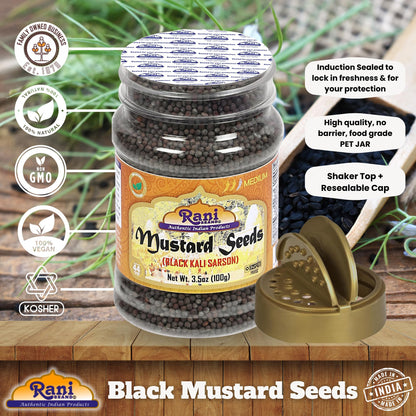 Rani Black Mustard Seeds Whole Spice (Kali Rai) 3.5oz (100g) PET Jar ~ All Natural | Gluten Friendly | NON-GMO | Kosher | Vegan | Indian Origin
