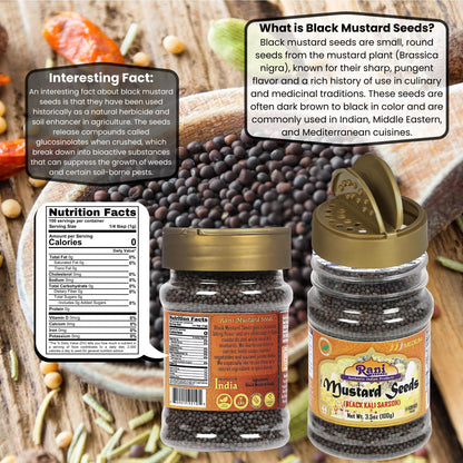 Rani Black Mustard Seeds Whole Spice (Kali Rai) 3.5oz (100g) PET Jar ~ All Natural | Gluten Friendly | NON-GMO | Kosher | Vegan | Indian Origin