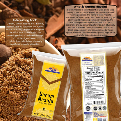 Rani Garam Masala Indian 11-Spice Blend 3.5oz (100g) ~ All Natural, Salt-Free | Vegan | No Colors | Gluten Friendly | NON-GMO | Kosher | Indian Origin