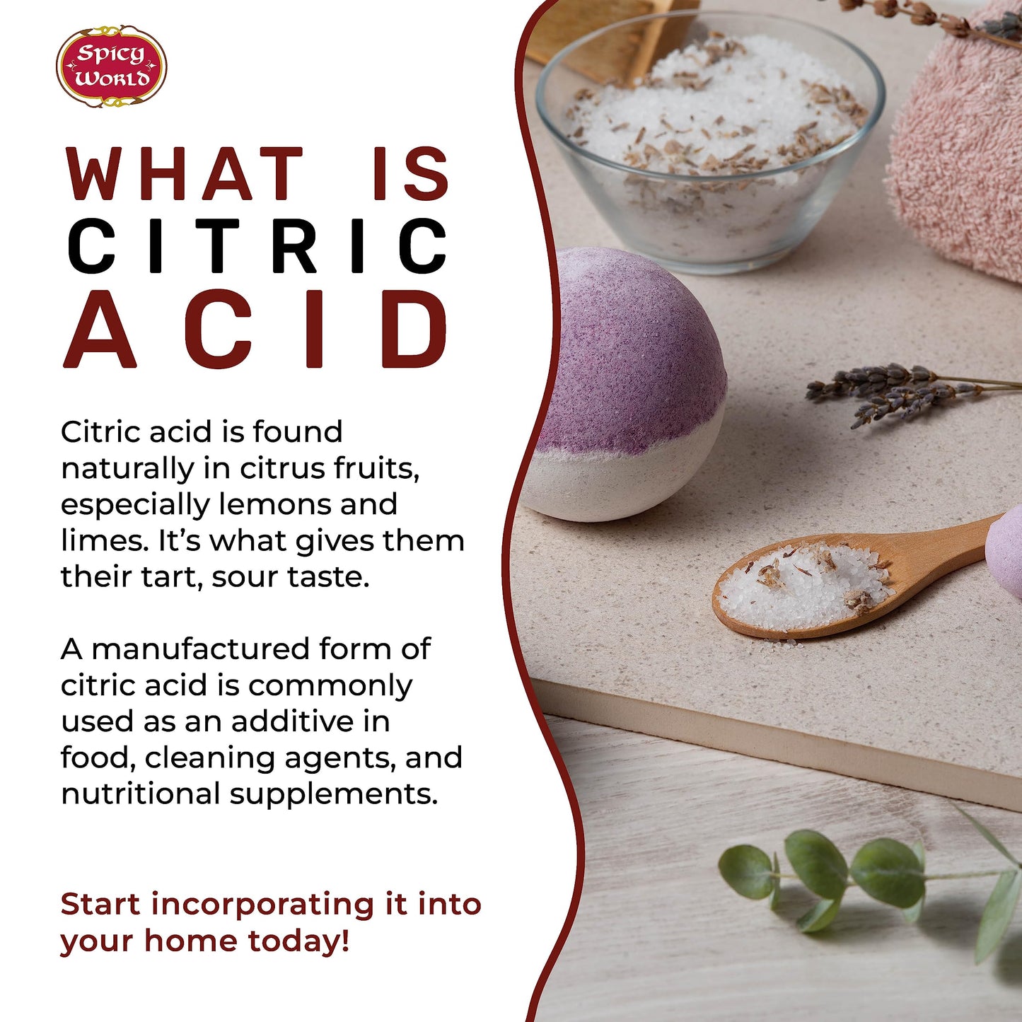 Citric Acid 2 LB Bag - 100% Pure, Food Grade & Non-GMO - Citric Acid Powder For Cleaning, Bath Bombs, Preserving - Fine Granular by Spicy World