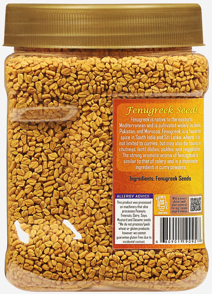 Rani Fenugreek (Methi) Seeds Whole 25oz (1.56lbs) 708g PET Jar, Trigonella foenum graecum ~ All Natural | Vegan | Gluten Friendly | Non-GMO | Kosher | Indian Origin, used in cooking & Ayurvedic spice