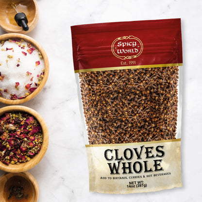 Cloves Whole Bulk 14 Oz Bag - Pure, Non-GMO, Premium Hand Picked Quality - Great for Foods, Clove Tea, Clove Pomander Balls & Potpourri - Aromatic & Richly Flavored Cloves Whole by Spicy World