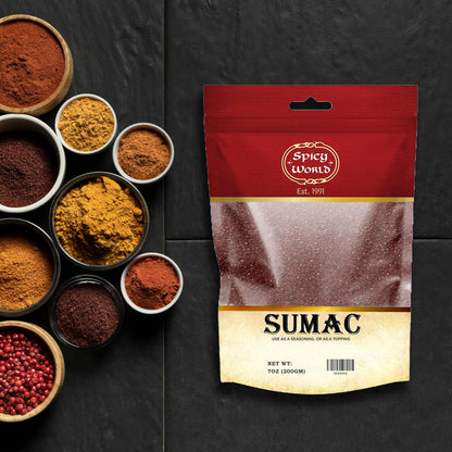 Spicy World Sumac Spice Powder 7 Ounce Bag - Ground Sumac, Sumac Seasoning (Sumak)