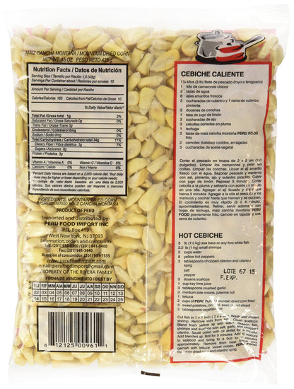 Peru Food Maiz Cancha Montana - Peruvian Dried Corn - 15 ounces
