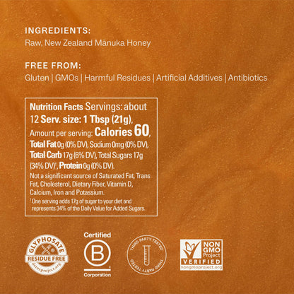 Manukora Raw Manuka New Zealand Honey MGO 850+, Non-GMO, Monofloral, 3rd-Party Tested, Glyphosate Residue Free Certified, 2000+ Natural Compounds, Traceable Hive-to-Hand, Digestive & Immune Support – 250g