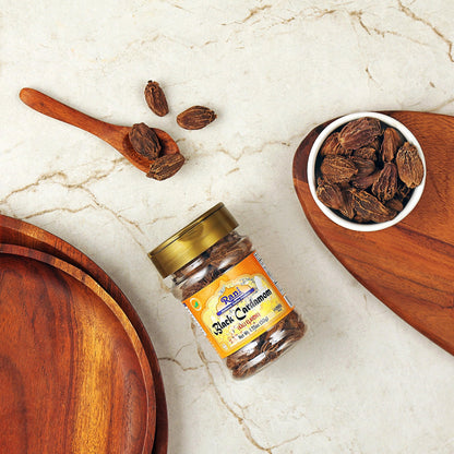 Rani Black Cardamom Pods (Kali Elachi) Whole Indian Spice 1.75oz (50g) PET Jar ~ All Natural | Vegan | Gluten Friendly | Non-GMO | Kosher | Indian Origin ~ Smokey | Tsaoko | Cao Guo | Bach Dan Khau