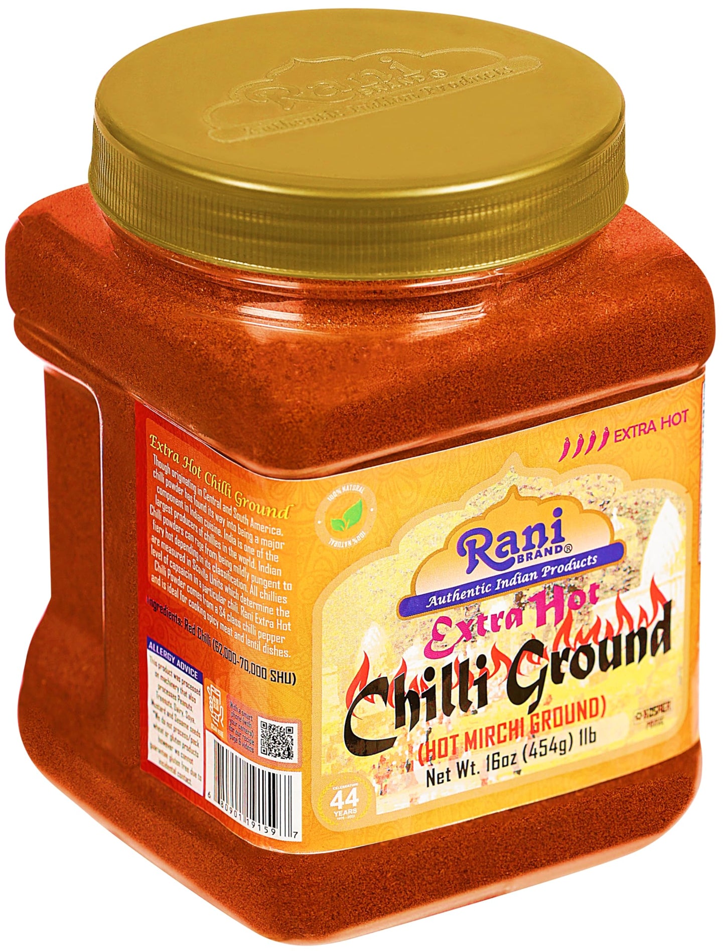 Rani Extra Hot Chilli Powder Indian Spice 16oz (1lb) 454g PET Jar ~ All Natural | Salt-Free | Vegan | No Colors | Gluten Friendly | NON-GMO | Kosher | Indian Origin
