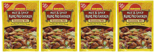 Sun-Bird HOT & SPICY KUNG PAO CHICKEN Asian Seasoning Mix, .87oz (4-pack)
