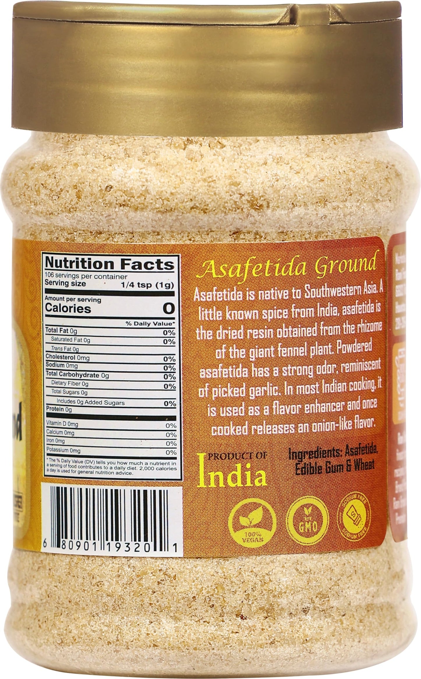 Rani Asafetida (Hing) Ground 3.75oz (106g) PET Jar ~ All Natural | Salt Free | Vegan | Non-GMO | Kosher | Asafoetida Indian Spice | Best for Onion Garlic Substitute
