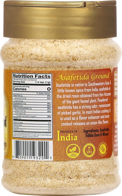 Rani Asafetida (Hing) Ground 3.75oz (106g) PET Jar ~ All Natural | Salt Free | Vegan | Non-GMO | Kosher | Asafoetida Indian Spice | Best for Onion Garlic Substitute