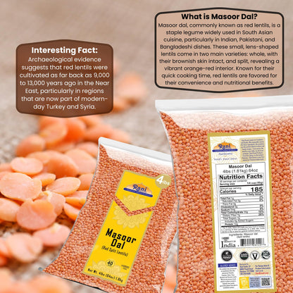 Rani Masoor Dal (Indian Red Lentils) Split Gram, 64oz (4lbs) 1.81kg Bulk ~ All Natural | Gluten Friendly | NON-GMO | Kosher | Vegan | Indian Origin