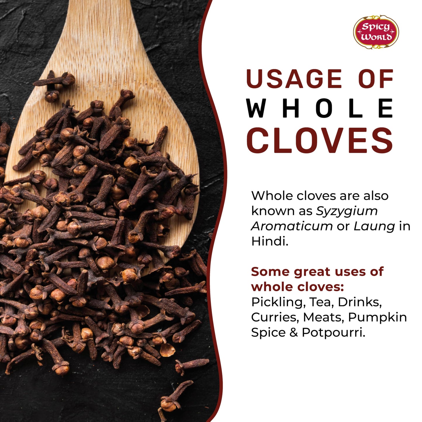 Cloves Whole Bulk 14 Oz Bag - Pure, Non-GMO, Premium Hand Picked Quality - Great for Foods, Clove Tea, Clove Pomander Balls & Potpourri - Aromatic & Richly Flavored Cloves Whole by Spicy World