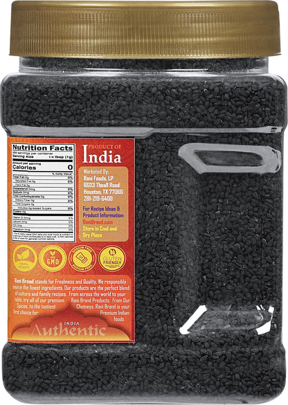 Rani Kalonji (Black Seed, Nigella Sativa, Black Cumin) Seeds 16oz (1lb) 454g PET Jar ~ All Natural | Gluten Friendly | NON-GMO | Kosher | Vegan | Indian Origin