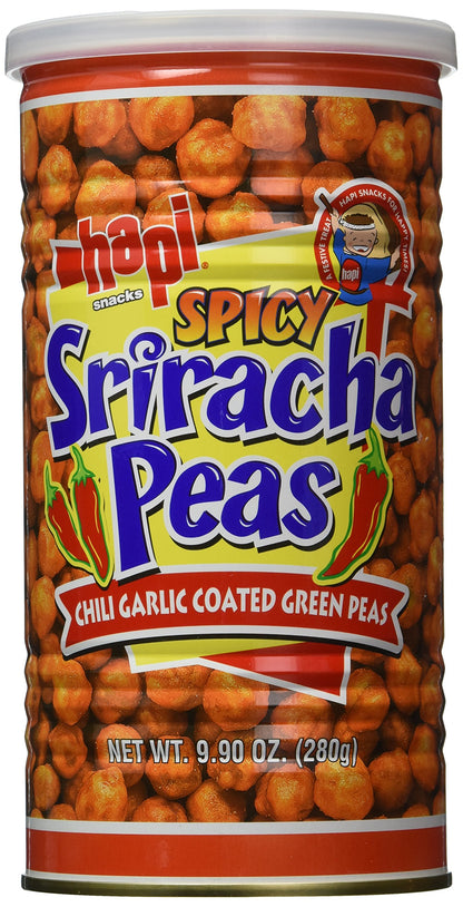 Hapi Snacks - Spicy Sriracha Peas - Chili Garlic Coated Green Peas (Net Wt. 9.9 Oz)