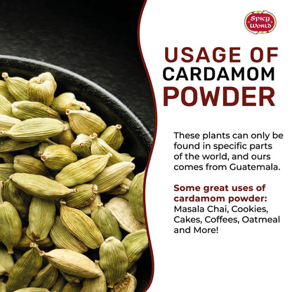 Spicy World Ground Cardamom Powder (Cardamon) 3.5 Ounce Bag