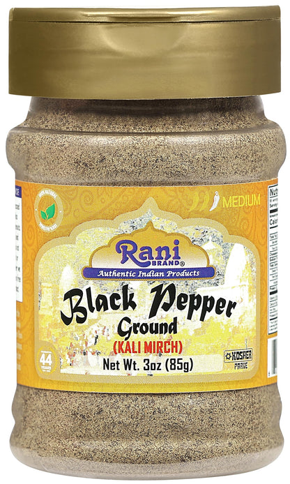 Rani Black Pepper Fine Powder 80 Mesh 3oz (85g) PET Jar ~ All Natural | Vegan | Gluten Friendly | NON-GMO | Kosher | Product of Vietnam