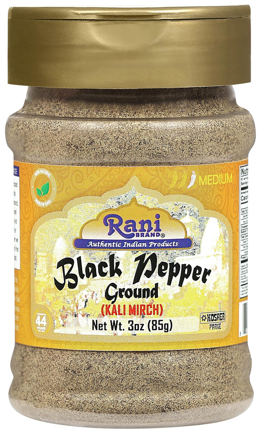 Rani Black Pepper Fine Powder 80 Mesh 3oz (85g) PET Jar ~ All Natural | Vegan | Gluten Friendly | NON-GMO | Kosher | Product of Vietnam