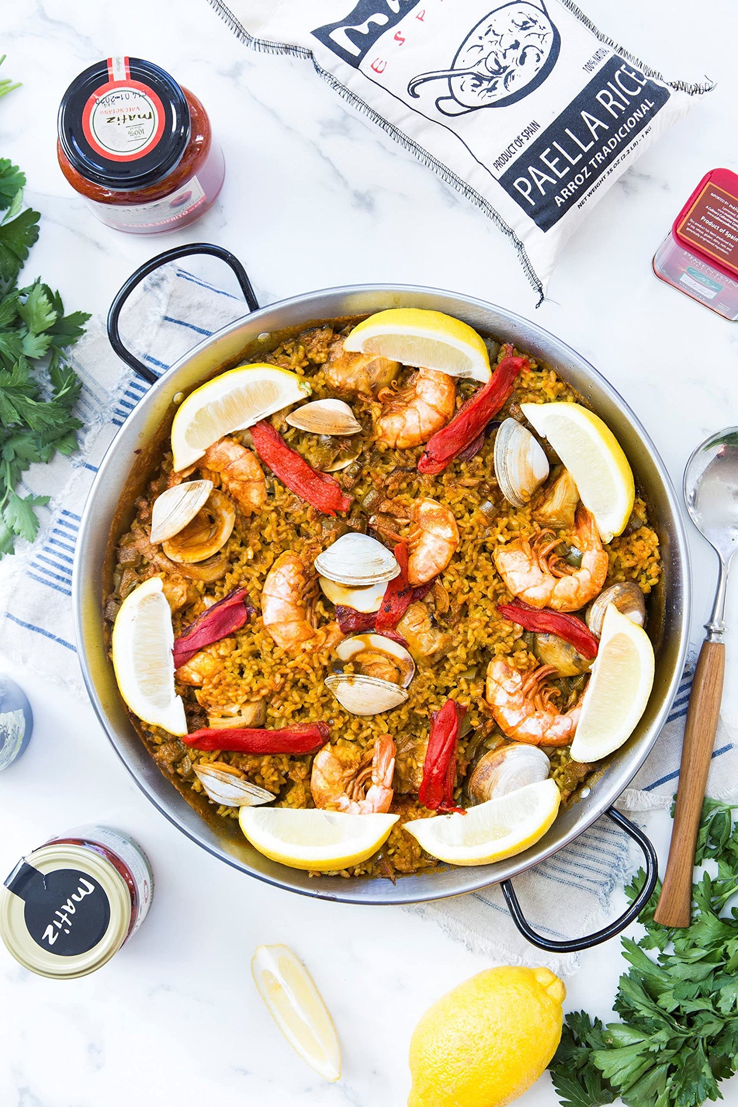 Matiz Valenciano Paella Rice from Spain | Traditional Spanish Medium-Grain | Risotto, Arròs Negre, Seafood Dishes | Natural Flavor | Soy and Gluten Free (1 x 2.2 lbs)
