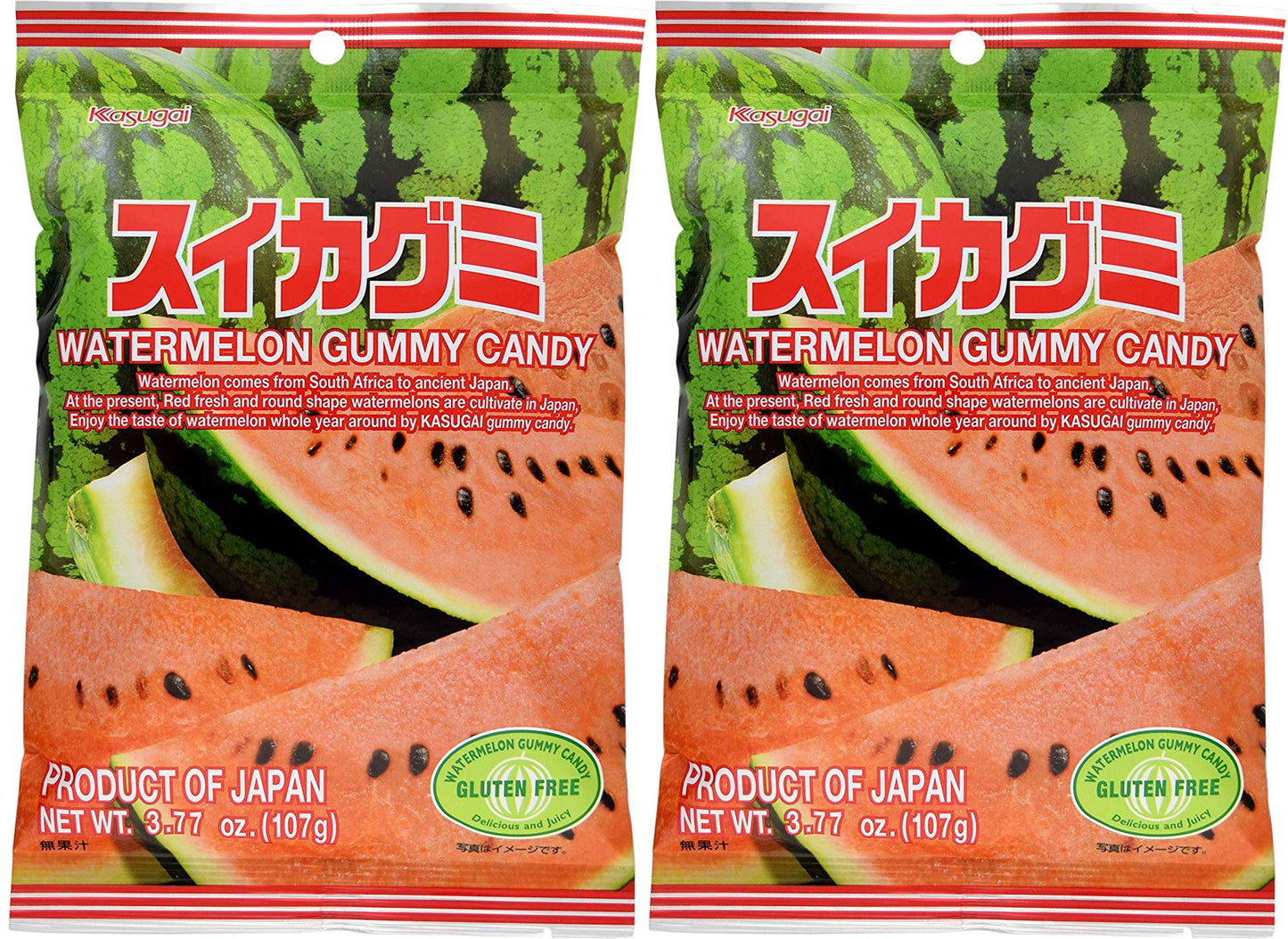 Kasugai Watermelon Gummy Candy 3.77oz (2 Pack)