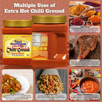 Rani Extra Hot Chilli Powder Indian Spice 16oz (1lb) 454g PET Jar ~ All Natural | Salt-Free | Vegan | No Colors | Gluten Friendly | NON-GMO | Kosher | Indian Origin