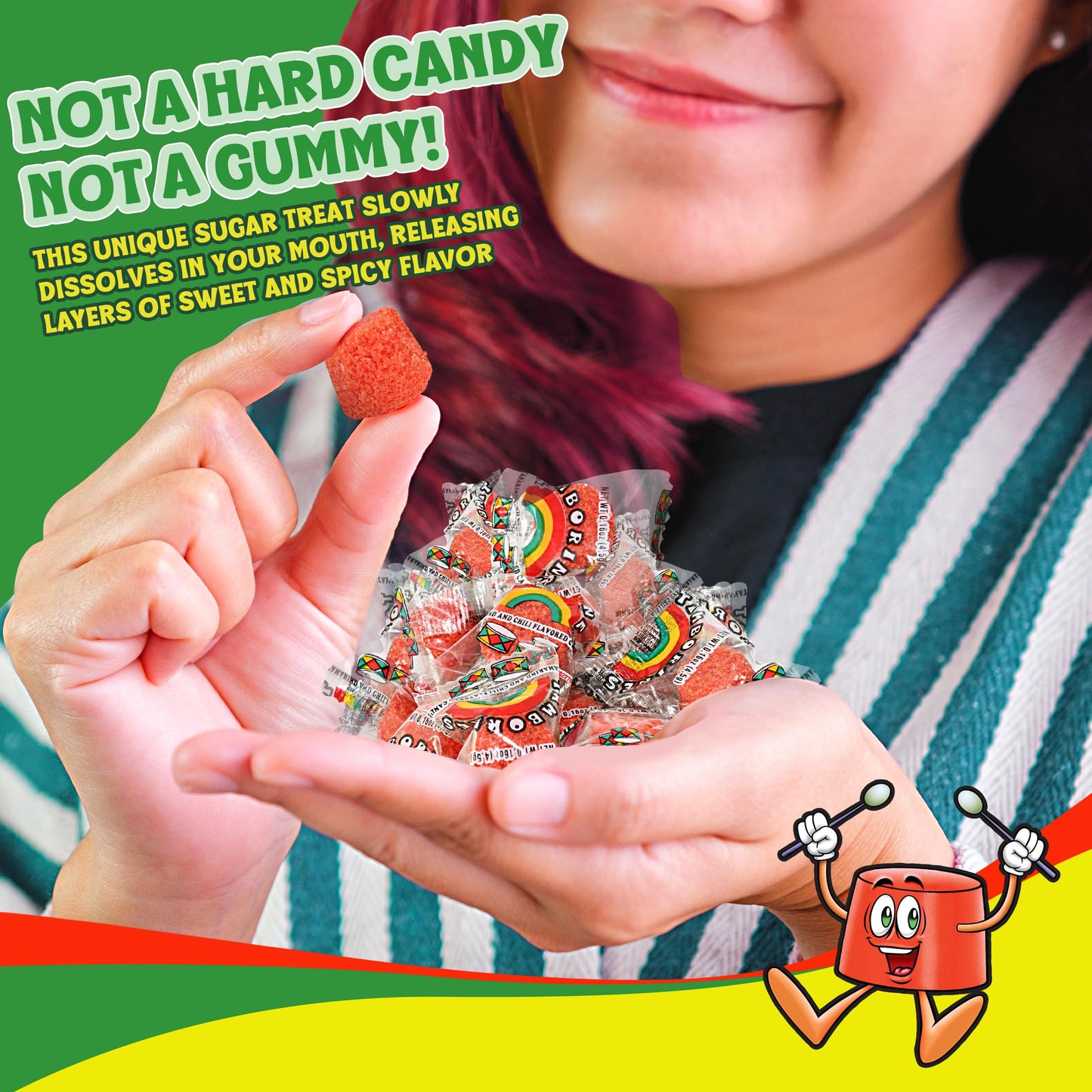 Tamborines Enchilados – Mexican Hot Candy with Chili and Tamarind, 100 Individually Wrapped Pieces, 15.85 oz Bulk Pack